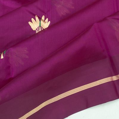 Pure Chanderi Silk Butta Purple Saree