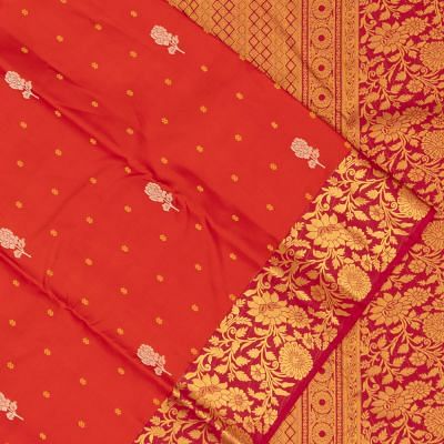 Taranga Kanchi Silk Butta Dual Tone Red And Pink Saree