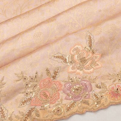 Kanchipuram Silk Tissue Brocade Baby Pink Saree With Zardosi Border