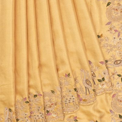 Kanchipuram Silk Tissue Brocade Gold Saree With Zardosi Work