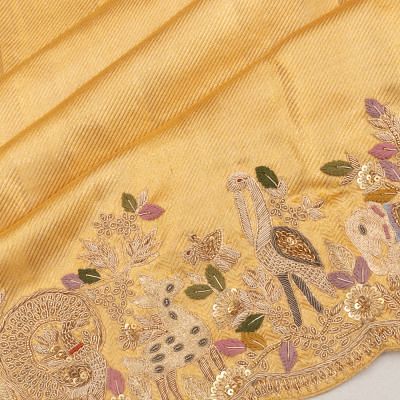 Kanchipuram Silk Tissue Brocade Gold Saree With Zardosi Work