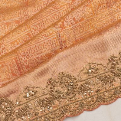 Kanchipuram Silk Tissue Brocade Red Saree With Zardosi Work Border