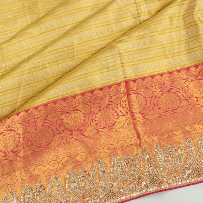 Kanchipuram Silk Tissue Brocade Gold Saree With Zardosi Work