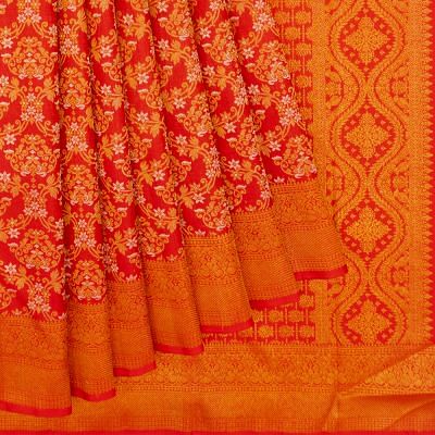 Kanchipuram Silk Brocade Red Saree