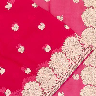 Organza Embroidery Butta Pink Saree