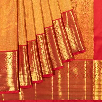 Kanchipuram Silk Tissue Brocade And Butta Red Saree