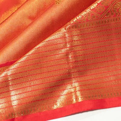 Kanchipuram Silk Tissue Brocade And Butta Red Saree