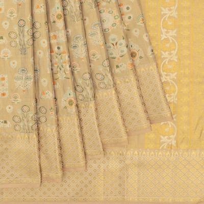 Kanchipuram Silk Tissue Brocade Gold Saree