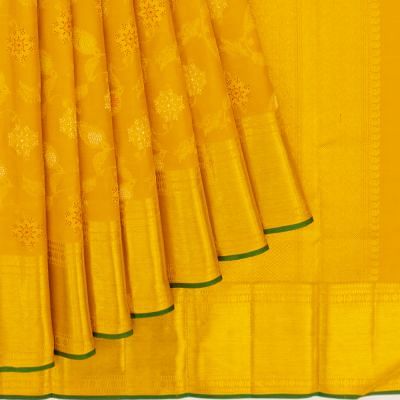 Kanchipuram Silk Jaal Yellow Saree