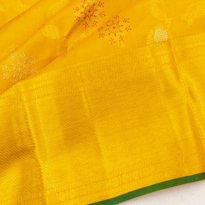 Kanchipuram Silk Jaal Yellow Saree