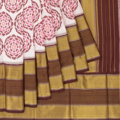 Kanchipuram Silk Ikat Half-N-Half Baby Pink Saree