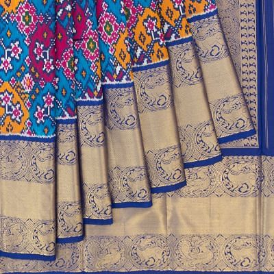 Kanchipuram Silk Ikat Dark Blue Saree