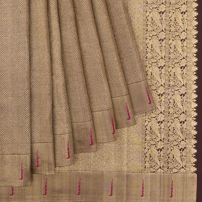 Kanchipuram Silk Tissue Brocade Brown Saree