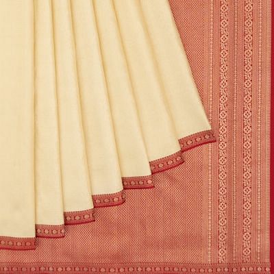 Kanchipuram Silk Brocade Cream Saree