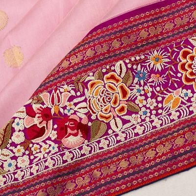 French Knot X Kanchipuram Silk Butta Baby Pink Saree