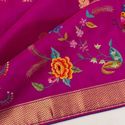 Petit Point X Kanchipuram Silk Butta Purple Saree