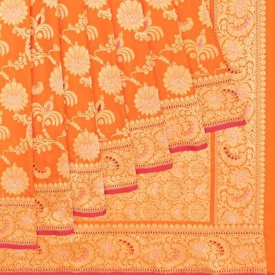 Banarasi Silk Kadwa Jaal Orange Saree