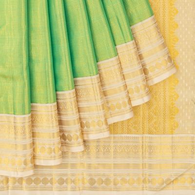 Classic Kanchipuram Silk Geometrical Brocade Green Saree