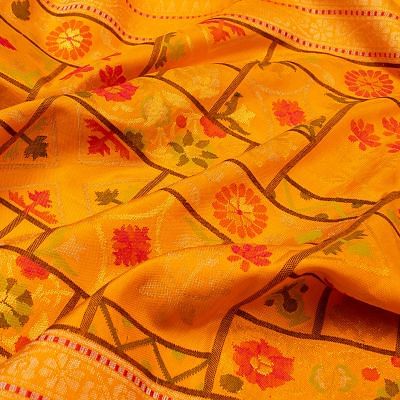 Banarasi Silk  Kadwa Plain Mustard Yellow  Saree