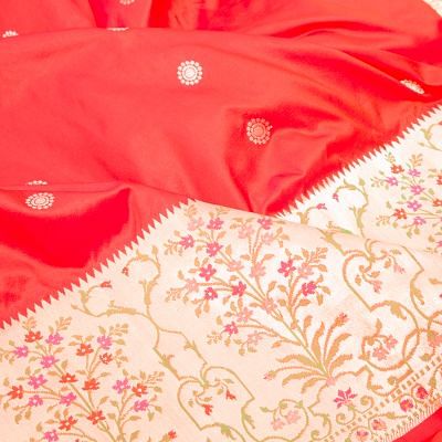 Banarasi Silk Butta Red Saree