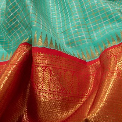 Kanchipuram Silk Checks Blue Saree