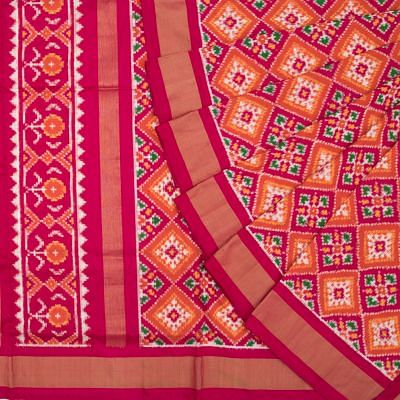 Pochampally Silk Double Ikat Pink And Orange Saree/4828996_1.jpg
