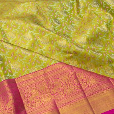 Kanchipuram Silk Tissue Jaal Green Saree