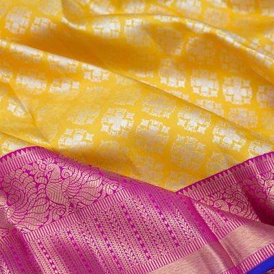 Kanchipuram Silk Brocade Yellow Saree