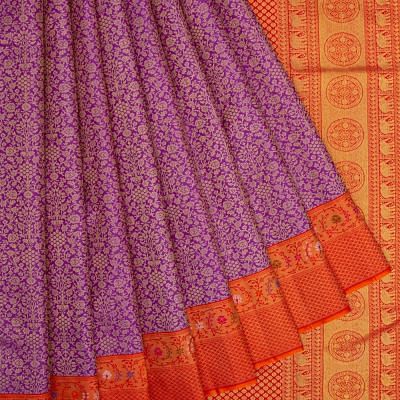 Kanchipuram Silk Brocade Purple Saree