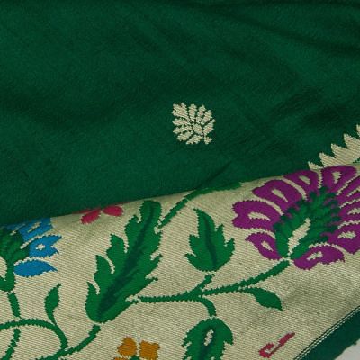 Banarasi Tussar Georgette Butta Dark Green Saree