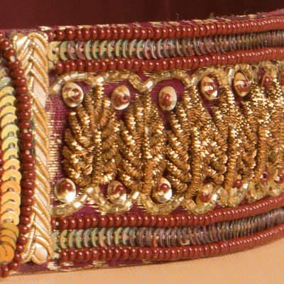 Zardosi Embroidery Pinkish Red High Waist Belt By Kankatala
