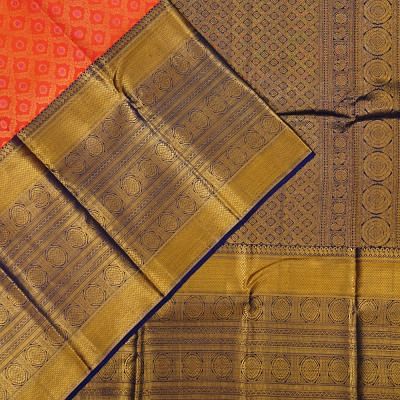 Kanchipuram Silk Brocade Orange Saree