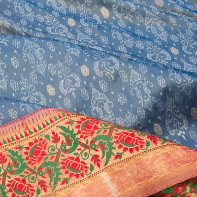 Sambalpuri Silk Ikat Tissue Pastel Blue Saree