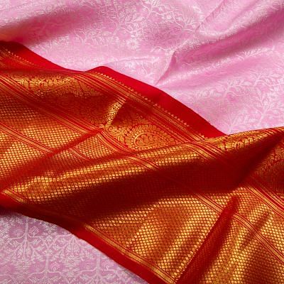 Kanchipuram Silk Brocade Pink Saree