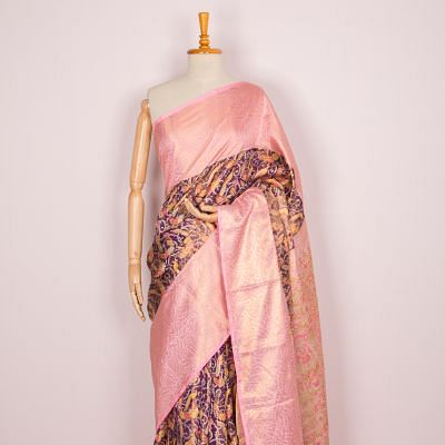 Kanchipuram Silk Tissue Jaal Purple Saree