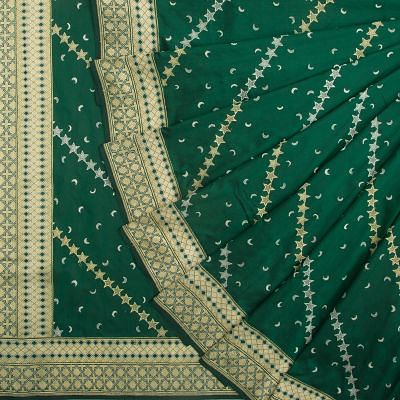 Banarasi Silk Kadwa Dark Green Saree