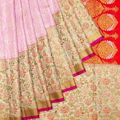 Kanchipuram Silk Brocade Baby Pink Saree