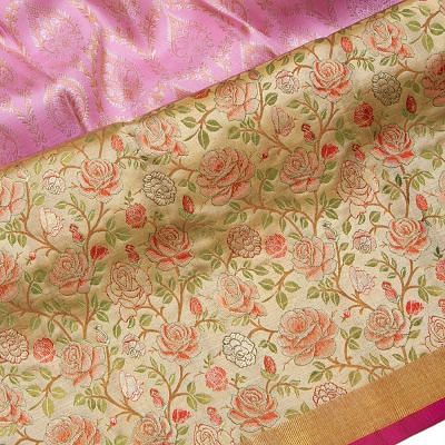 Kanchipuram Silk Brocade Baby Pink Saree