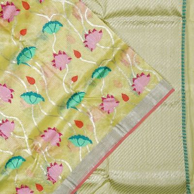 Zari Kota Cotton Tissue All Over Jamdani Jaal Lemon Yellow Saree