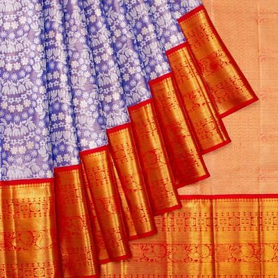 Kanchipuram Silk Tissue Brocade Violet Saree