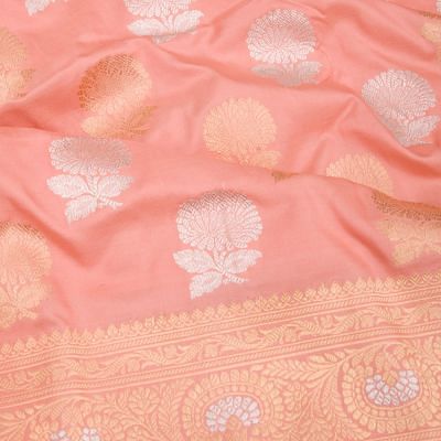 Banarasi Silk Kadwa Butta Peach Saree