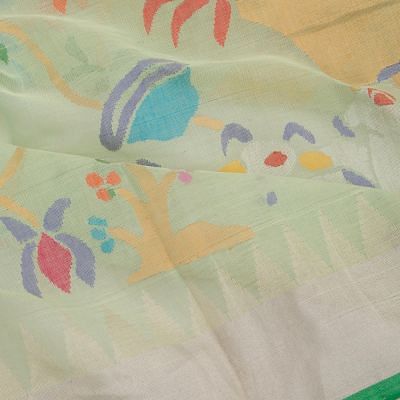 Ponduru Handspun Cotton All Over Jamdani Pastel Green Saree