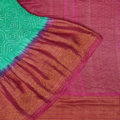 Kanchipuram Silk Bandhani Sea Green Saree