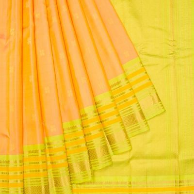 Gadwal Silk Butta Dual Tone Pink And Orange Saree