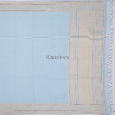 Banarasi Silk Plain Blue Dhoti With Kurta And Kanduva