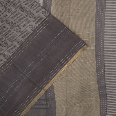 Chanderi Silk Floral Printed Grey Saree