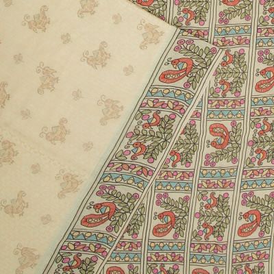 Chanderi Silk Printed And Brocade Pastel Green Saree