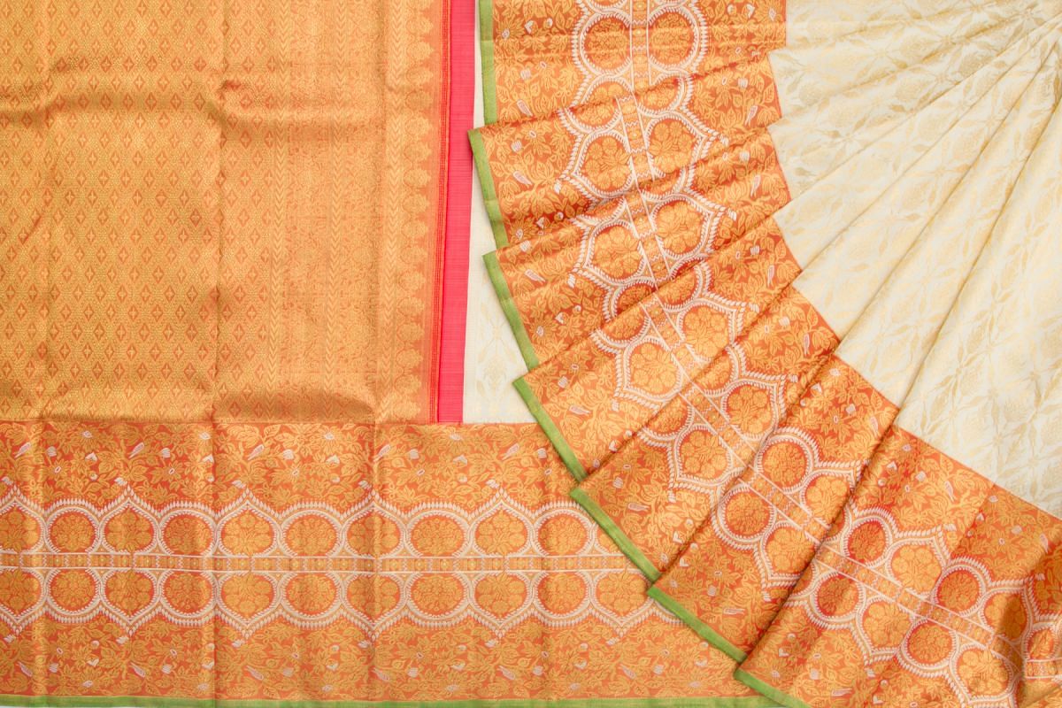 Kanchipuram Silk Jaal Cream Saree/4826306_2.jpg