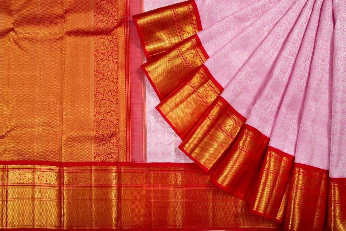 Kanchipuram Silk Brocade Pink Saree