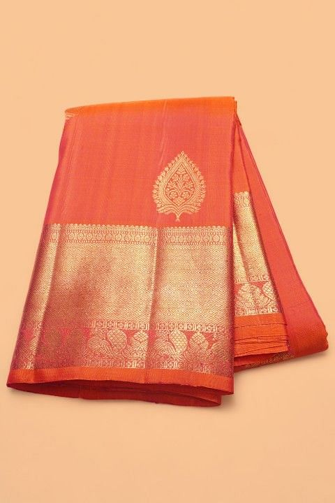 Buy SUKANYA� Fabrics Women's almaari kanchipuram silk Saree With Unstitched  Blouse Piece(orange colour) at Amazon.in